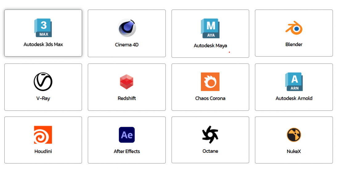 Supported 3D software and render engines logos