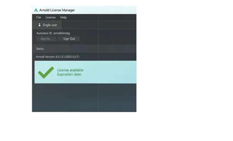 Figure 4: Arnold License Manager showing license status