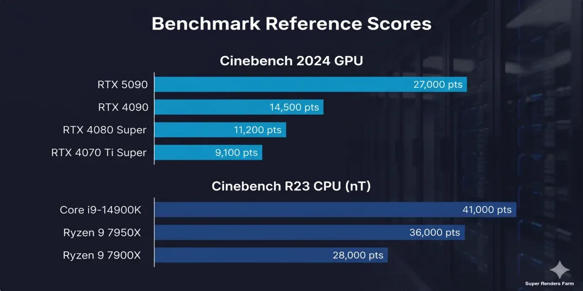 Cinebench 2024 GPU and R23 CPU benchmark scores: RTX 5090 vs RTX 4090 vs workstation CPUs